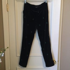 J. McLaughlin Black Velvet Embroidered Pant